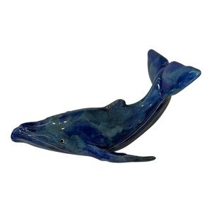 HP 🎉🎉🎉Vintage Late 20th Century Playful Ceramic Blue Whale Sculpture